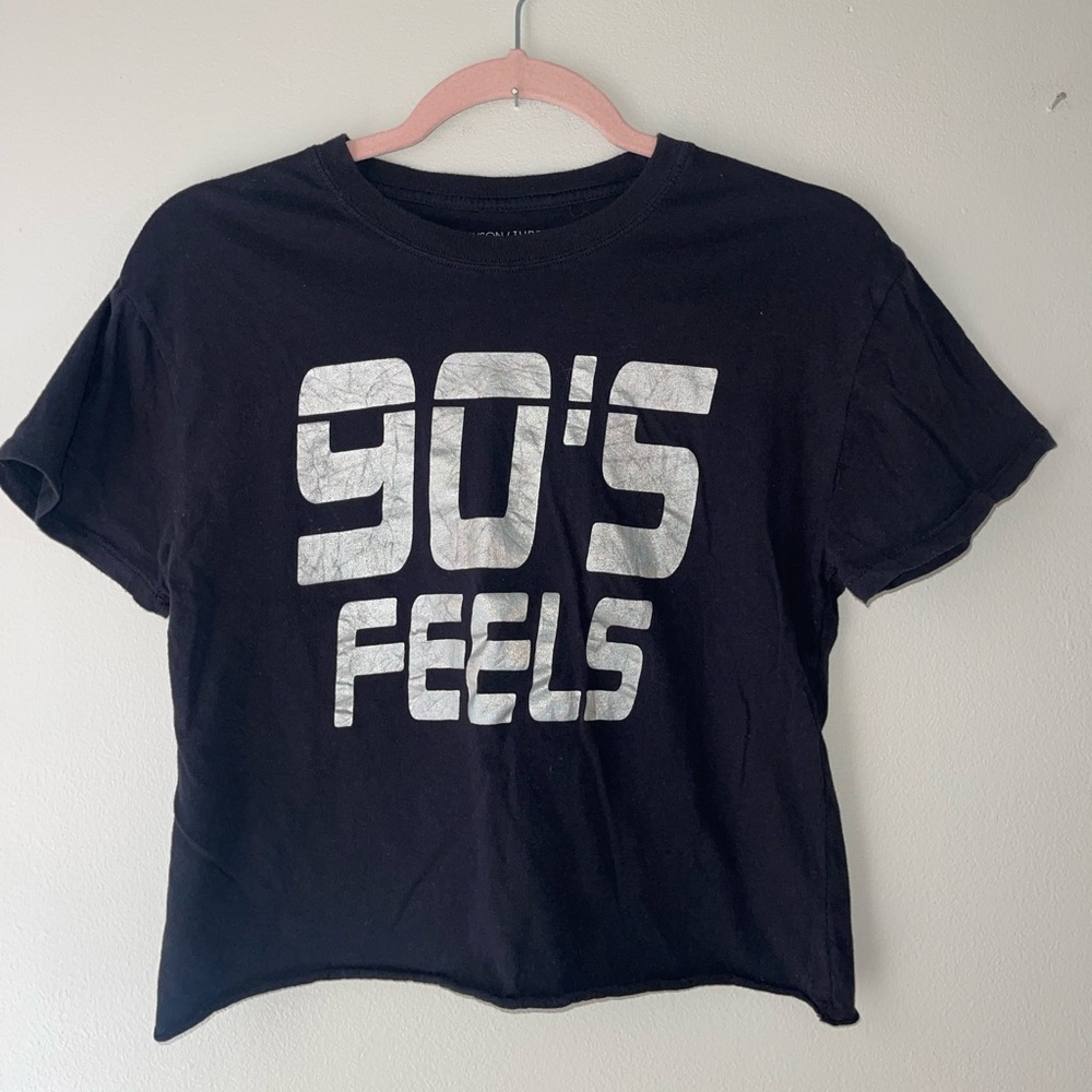 Grayson/ Threads, black & silver “90’S FEELS” top, size XS